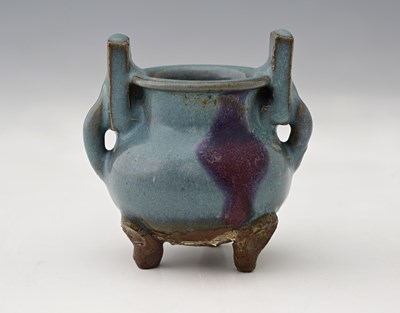 Lot 342 - A Chinese Jun glazed Song style ding censer,...