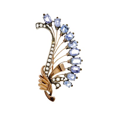 Lot 85 - A 1940s silver and gold, sapphire and...