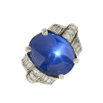 Lot 90 - A very fine Art Deco platinum, Sri Lankan star...