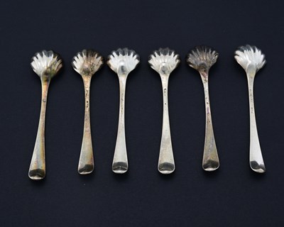 Lot 103 - A set of six eighteenth-century silver salt...