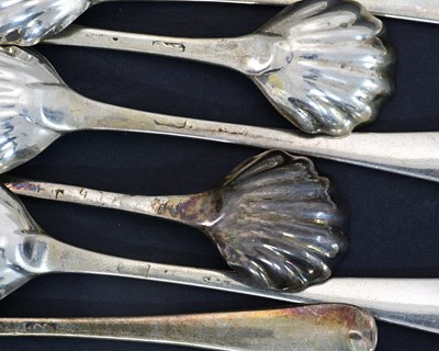 Lot 103 - A set of six eighteenth-century silver salt...