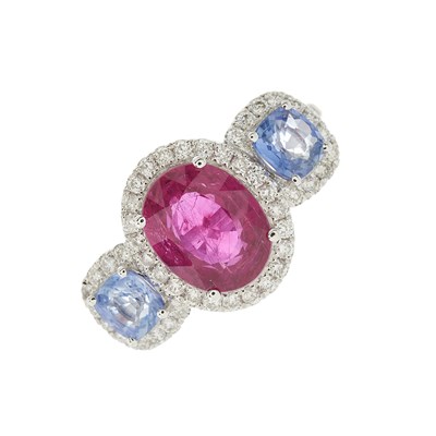 Lot 125 - An 18ct gold ruby and brilliant-cut diamond...