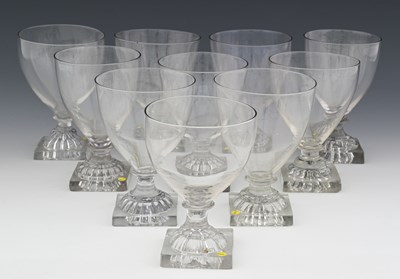 Lot 411 - A matched set of ten George III glass rummers,...