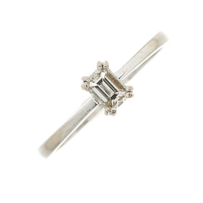 Lot 148 - An 18ct gold rectangular-shape diamond...