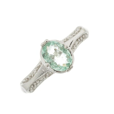Lot 149 - An 18ct gold blue tourmaline single-stone ring,...