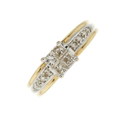 Lot 163 - An 18ct gold square-shape diamond cluster...