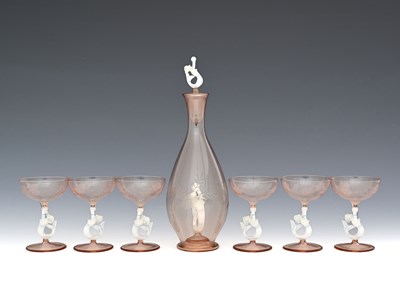 Lot 474 - Frtiz Lampl for Bimini, a set of six lampwork...