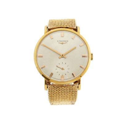 Lot 171 - Longines, a yellow metal bracelet watch,...