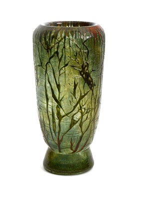 Lot 446 - A tall Art Nouveau cased cameo glass vase,...