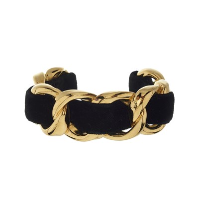 Lot 330 - Chanel, a velvet woven cuff bangle.