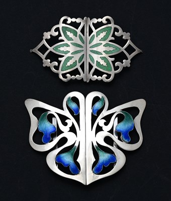 Lot 310 - A George V Arts & Crafts silver and enamel...