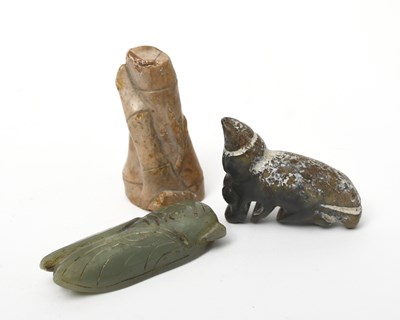 Lot 227 - A Chinese carved soapstone caved as a s bamboo...