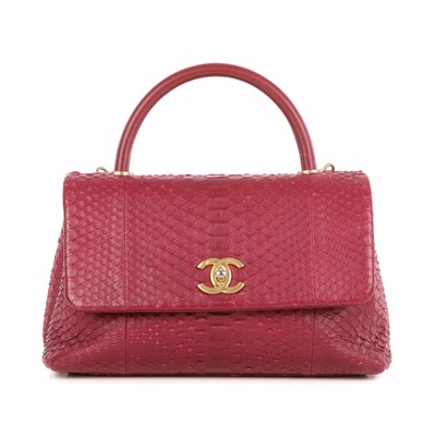 Lot 265 - Chanel, a Coco Handle python handbag, crafted...