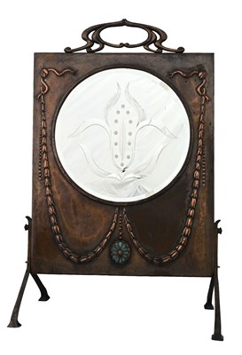 Lot 615 - An Arts and Crafts copper firescreen, stamped...