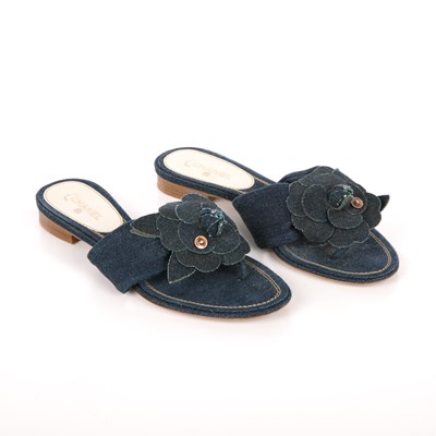 Lot 278 - Chanel, a pair of Camellia thong sandals,...