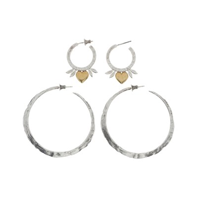 Lot 504 - Wright & Teague, two pairs of silver hoop earrings.