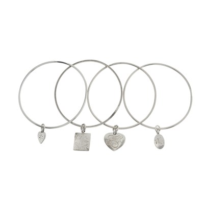 Lot 507 - Wright & Teague, four silver charm bangles.