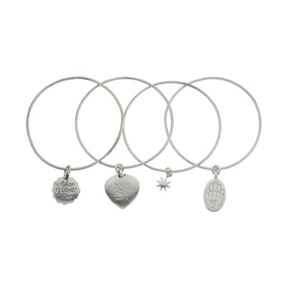 Lot 509 - Wright & Teague, four silver charm bangles.