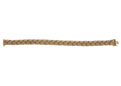 Lot 97 - A tri-colour woven plait bracelet