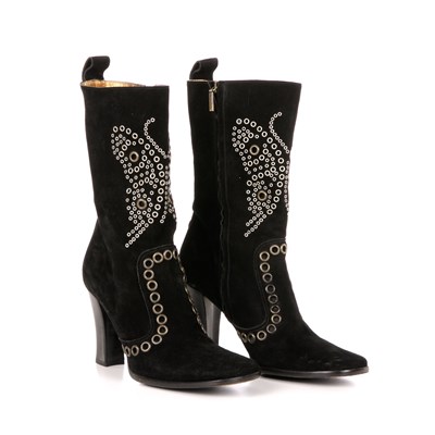 Lot 308 - Dolce & Gabbana, a pair of black suede...