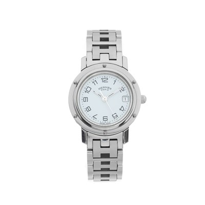 Lot 196 - Hermès, a stainless steel Clipper bracelet watch