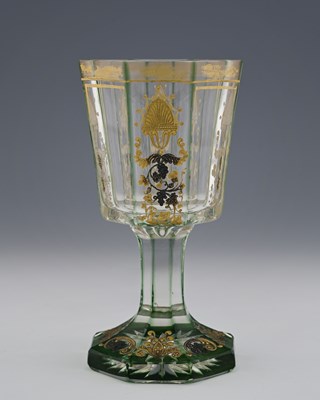 Lot 162 - A large Biedermeier Bohemian green cased and...