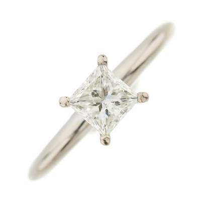 Lot 112 - A princess-cut diamond single-stone ring