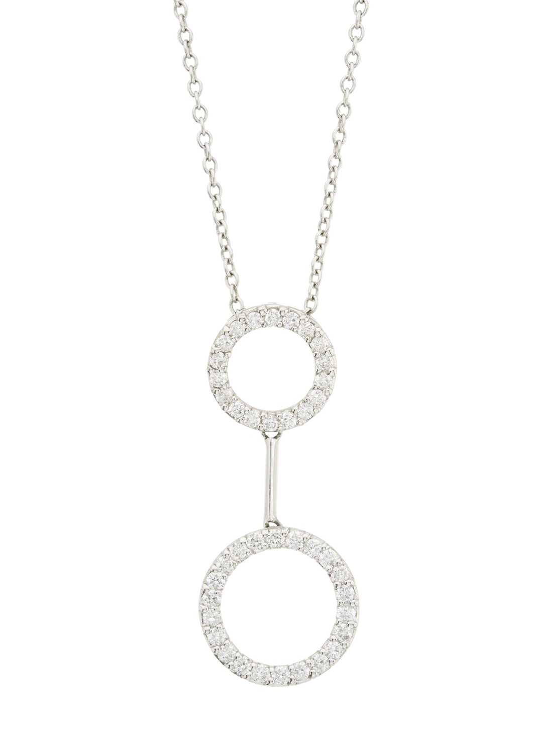 Lot 94 - An 18ct gold brilliant-cut diamond double hoop and bar pendant necklace