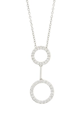 Lot 94 - An 18ct gold brilliant-cut diamond double hoop and bar pendant necklace
