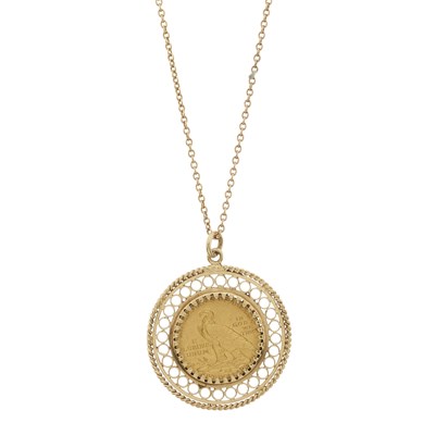 Lot 182 - A five dollar Liberty 1913 coin pendant and chain