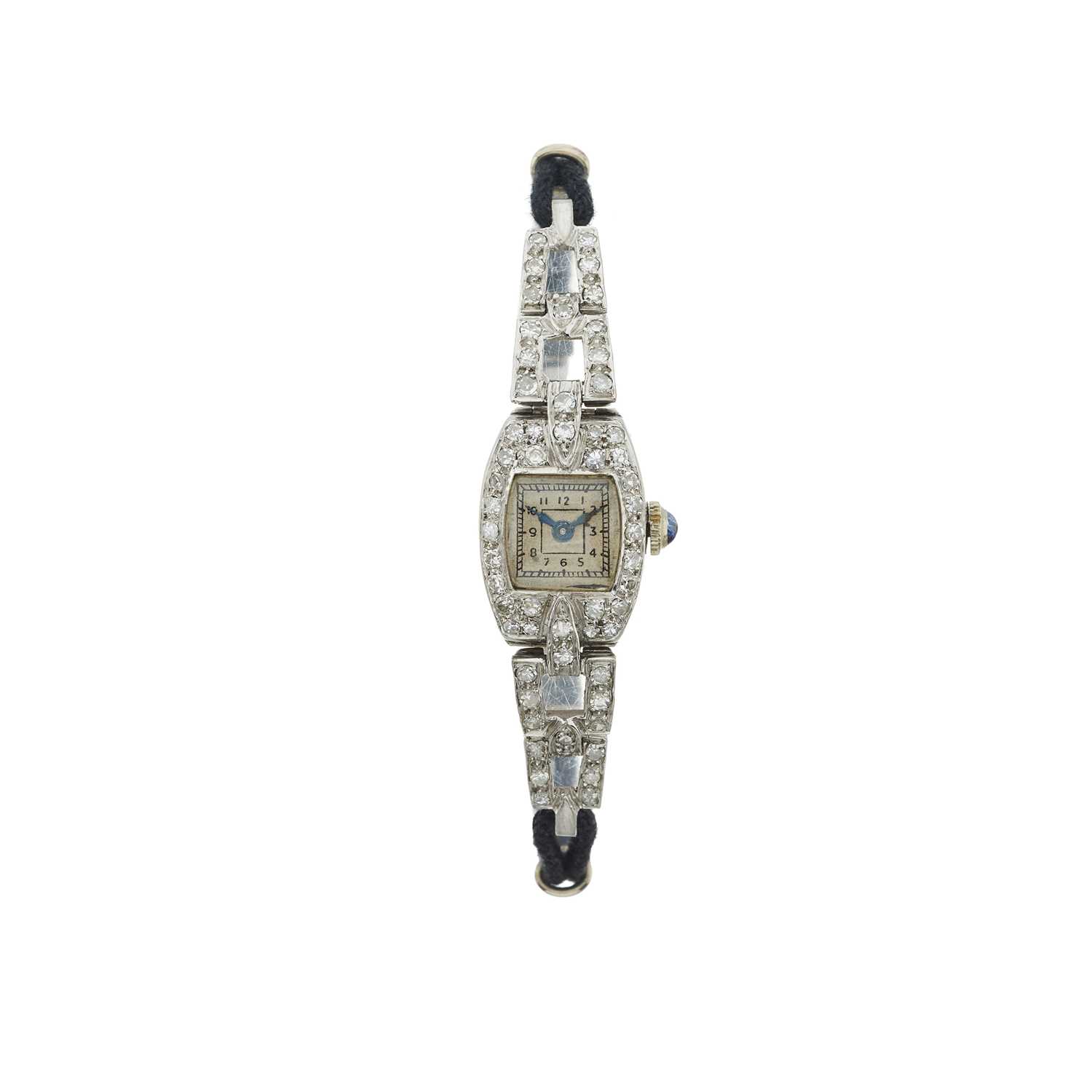 Lot 39 - An Art Deco platinum single-cut diamond cocktail watch and a Tissot diamond cocktail watch