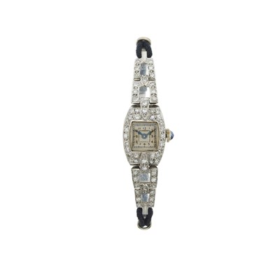 Lot 39 - An Art Deco platinum single-cut diamond cocktail watch and a Tissot diamond cocktail watch