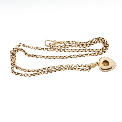 Lot 2 - An Edwardian 9ct gold split pearl and old-cut diamond heart pendant and chain