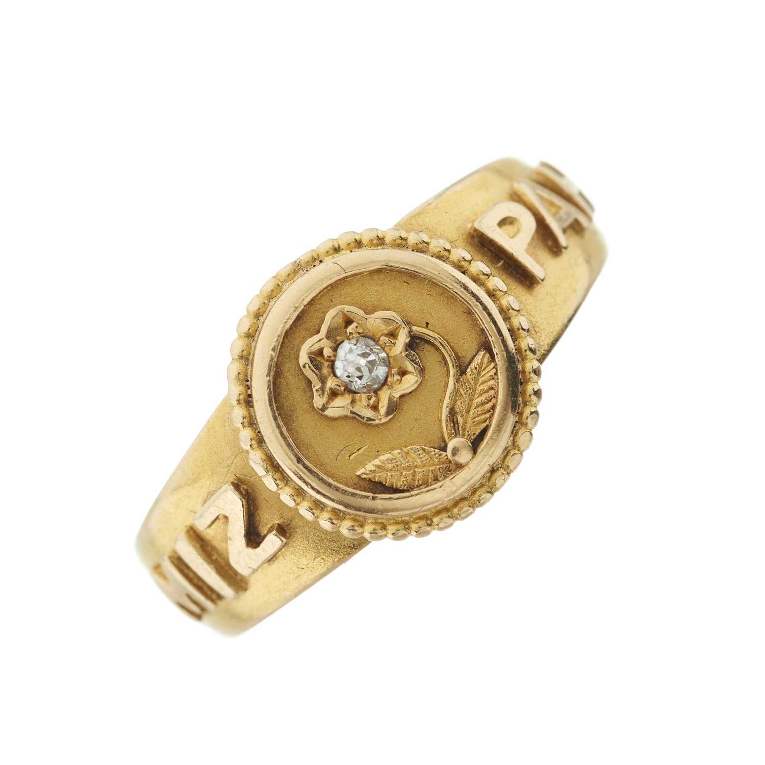 Lot 12 - A late Victorian 18ct gold single-cut diamond Mizpah ring