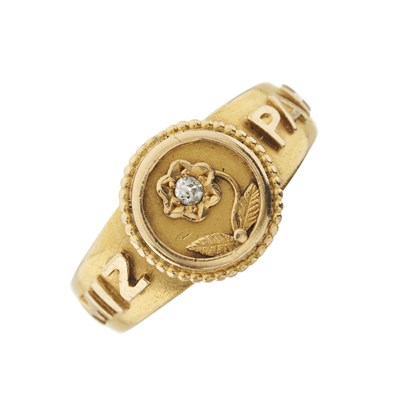 Lot 12 - A late Victorian 18ct gold single-cut diamond Mizpah ring