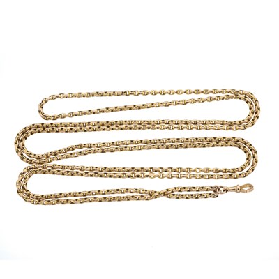 Lot 21 - An early 20th century 9ct gold longuard chain