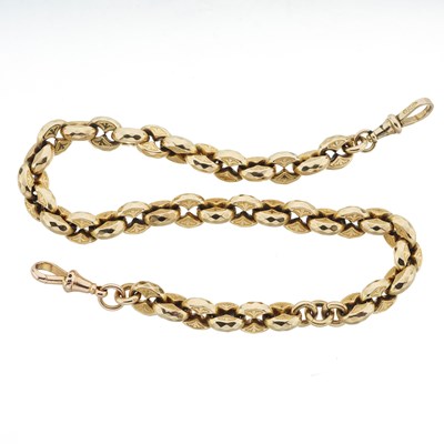 Lot 55 - A Victorian 9ct gold fancy-link Albert chain