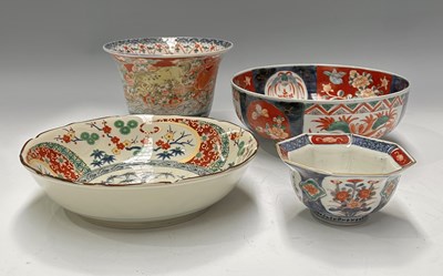 Lot 155 - Three Japanese Imari bowls and one other, to...
