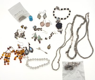 Lot 350 - A selection of mostly silver and white metal gem-set jewellery