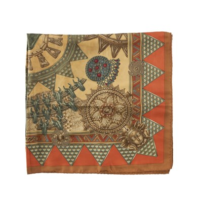 Lot 420 - Hermes, a L'Or des Chefs silk scarf.