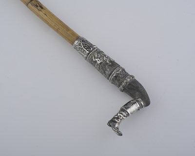Lot 619 - A Victorian novelty silver plated riding crop,...