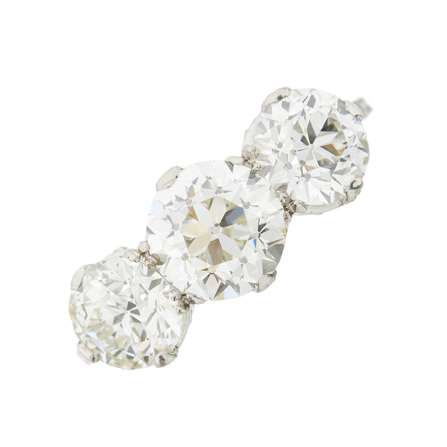 Lot 48 - A mid 20th century platinum old-cut diamond three-stone ring