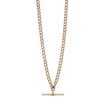 Lot 178 - An early 20th century 9ct gold Albert chain, suspending a T-bar