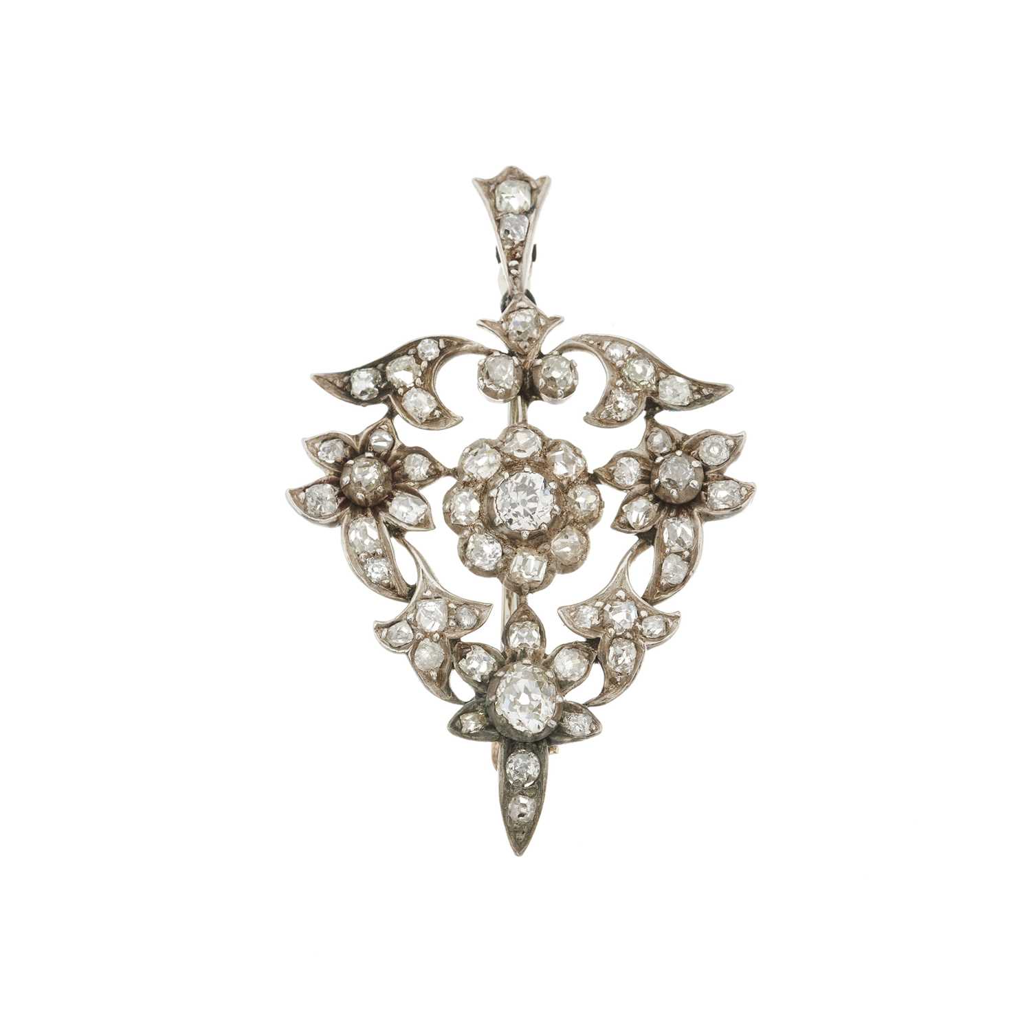Lot 46 - A late Victorian old-cut diamond floral brooch