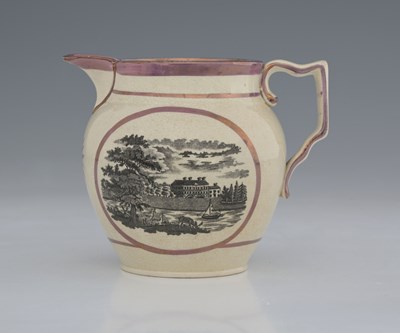 Lot 763 - A Sunderland lustre jug, circa 1810, black...
