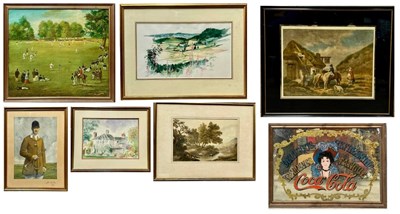 Lot 676 - A collection of watercolours and prints, to...