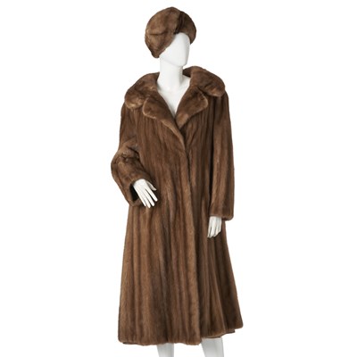 Lot 530 - A full-length pastel mink coat w/ hat.