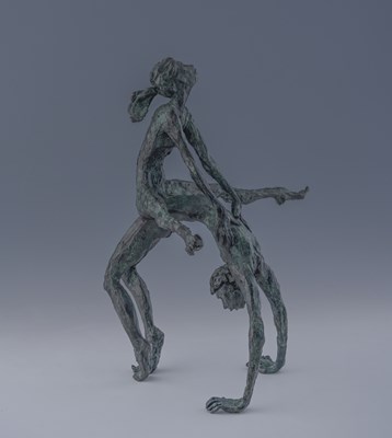 Lot 130 - A Modernist bronze sculpture, modelled as two...