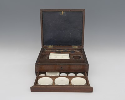 Lot 640 - An English mahogany artists box, with...