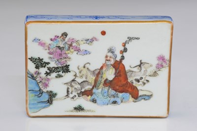 Lot 157 - A Chinese porcelain model of a book, decorated...
